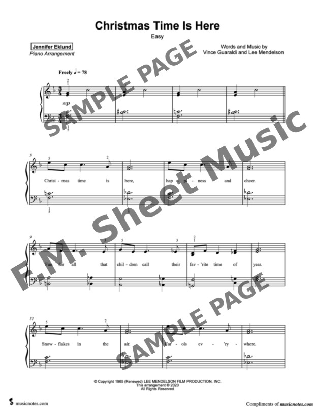 Christmas Time Is Here (Easy Piano) By Vince Guaraldi F.M. Sheet